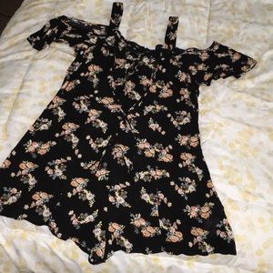 NWT Forever 21 black floral cold shoulder romper